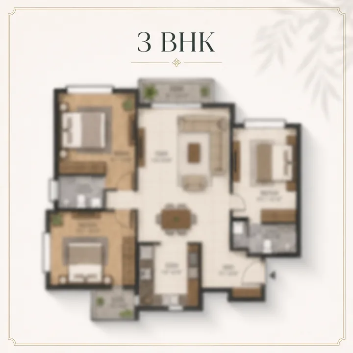 TVS Emerald Rayasandra 3 BHK floor plan layout